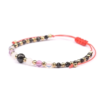 Bransoletka celebrytka TURMALIN + znak zodiaku RYBY zodiak